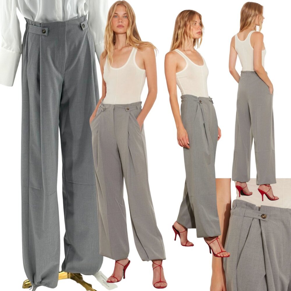 🆕 RAT & BOA 🧿 NWT Simona Pleated Trouser, Adjustable Drawstring, Grey - Sz XS